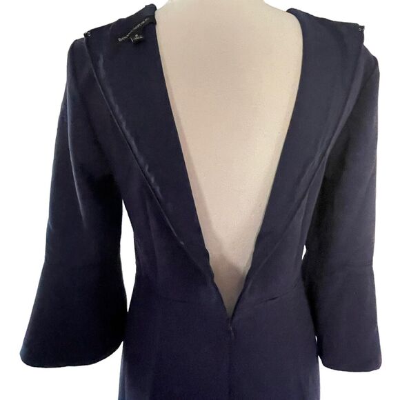 BANANA REPUBLIC Dress Size 8 Fit Flare 3/4 Flutter Sleeve Midnight Navy Lined - Picture 6 of 9